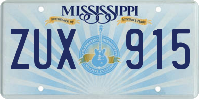 MS license plate ZUX915