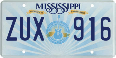 MS license plate ZUX916