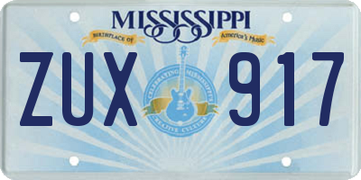 MS license plate ZUX917
