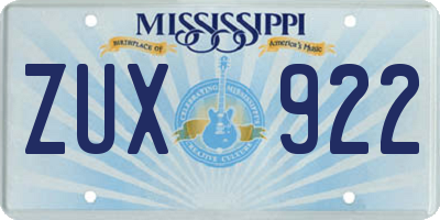 MS license plate ZUX922