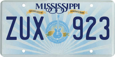 MS license plate ZUX923