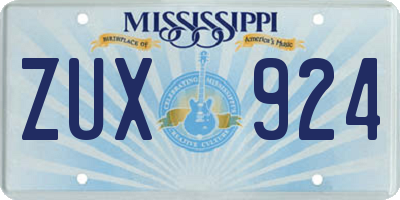 MS license plate ZUX924