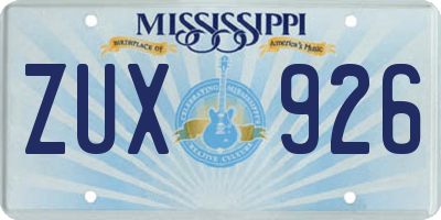 MS license plate ZUX926