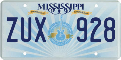 MS license plate ZUX928