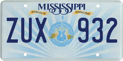 MS license plate ZUX932