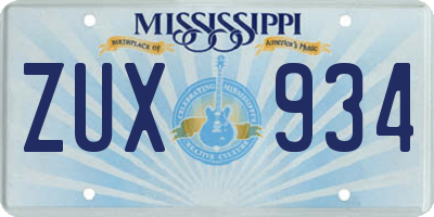 MS license plate ZUX934