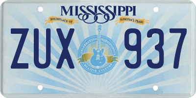 MS license plate ZUX937