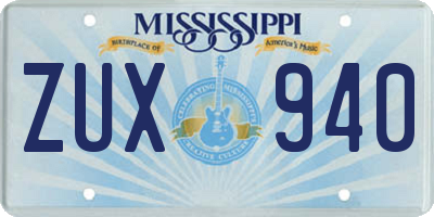 MS license plate ZUX940