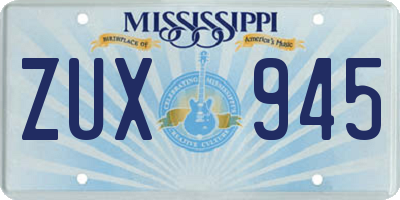 MS license plate ZUX945