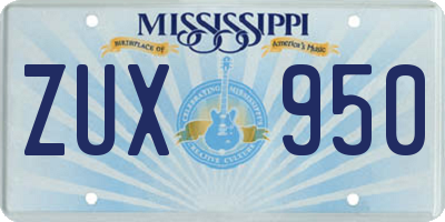 MS license plate ZUX950