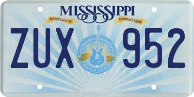 MS license plate ZUX952