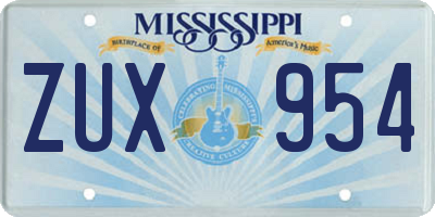 MS license plate ZUX954