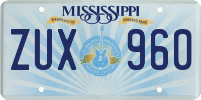 MS license plate ZUX960