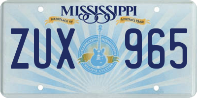 MS license plate ZUX965