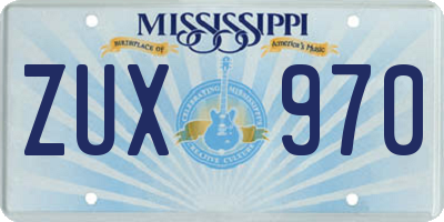 MS license plate ZUX970