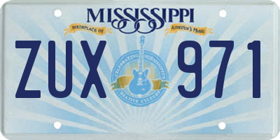 MS license plate ZUX971