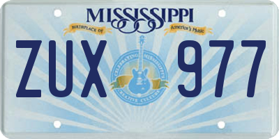 MS license plate ZUX977