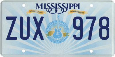 MS license plate ZUX978