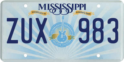 MS license plate ZUX983