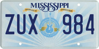 MS license plate ZUX984