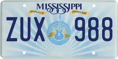 MS license plate ZUX988