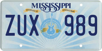 MS license plate ZUX989