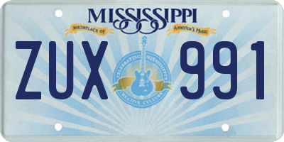MS license plate ZUX991