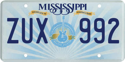 MS license plate ZUX992