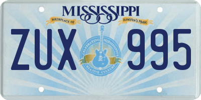 MS license plate ZUX995