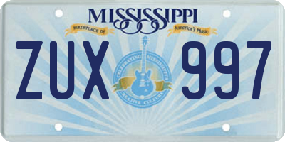 MS license plate ZUX997