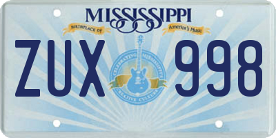 MS license plate ZUX998