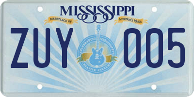 MS license plate ZUY005