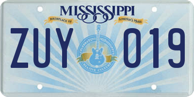 MS license plate ZUY019