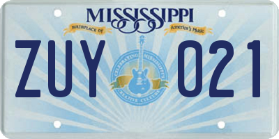 MS license plate ZUY021
