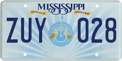 MS license plate ZUY028