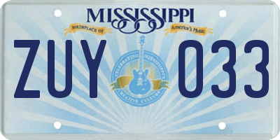 MS license plate ZUY033