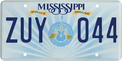 MS license plate ZUY044