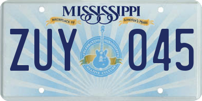 MS license plate ZUY045