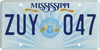 MS license plate ZUY047
