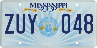 MS license plate ZUY048