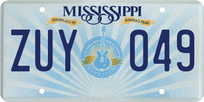 MS license plate ZUY049