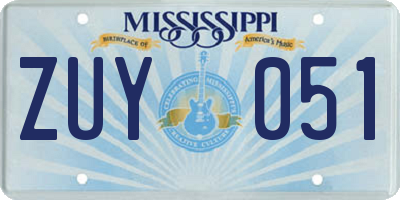 MS license plate ZUY051