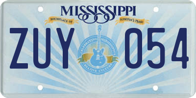 MS license plate ZUY054