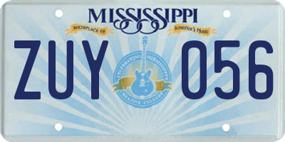 MS license plate ZUY056