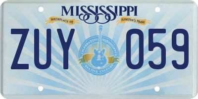MS license plate ZUY059