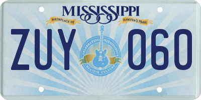 MS license plate ZUY060
