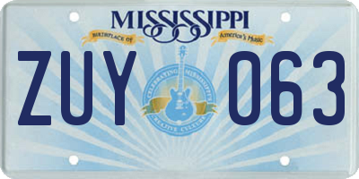 MS license plate ZUY063