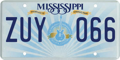 MS license plate ZUY066
