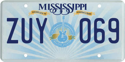 MS license plate ZUY069