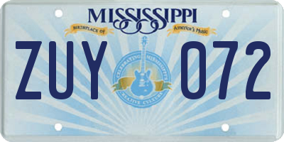 MS license plate ZUY072